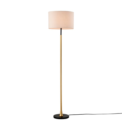 Stehlampe für das Wohnzimmer mit beigefarbenem Lampenschirm, hohe industrielle Stehlampe zum Lesen für das Schlafzimmer, Büro – Glühbirne nicht enthalten – Mattschwarz Mattgold