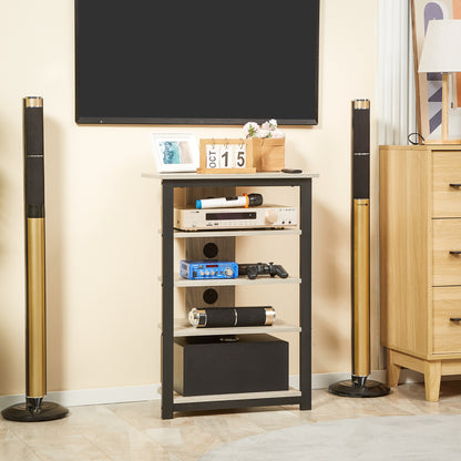 Medienständer mit 4-stufigem Audioregalsystem AV-Medien-Eckregal mit Kabelmanagement für DVD-Player, Spielkonsolen, TV-Kabel, WLAN-Router