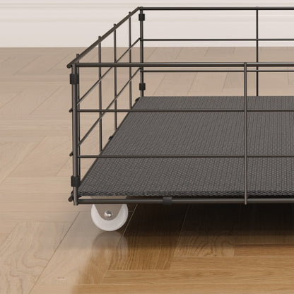 Bettgestell in Voller Größe mit LED, 4 Unterbett-Portable-Aufbewahrungsschubladen, Flügel-Kopfteil-Design