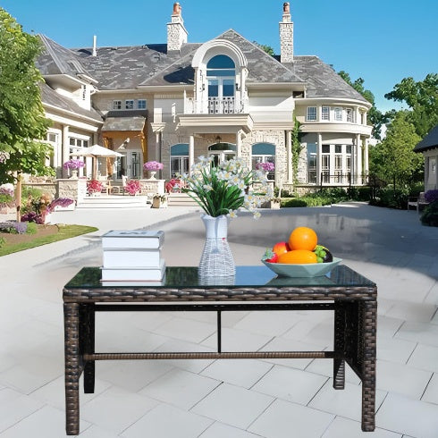 Rectangular Brown Rattan Table