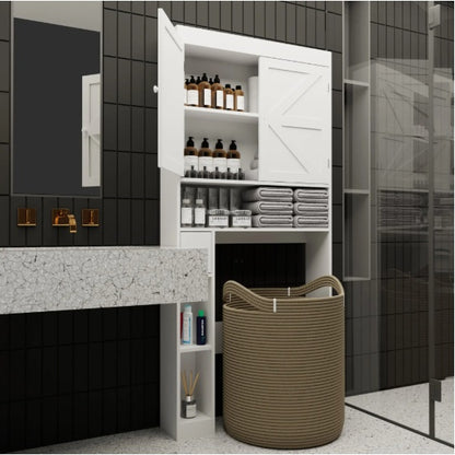 Über-Die-Toilette-Speicherschrank mit 2 Türen, platzsparender Toilettenständer für Zuhause, im Landhausstil für Badezimmer, Toilette, Wäscheraum