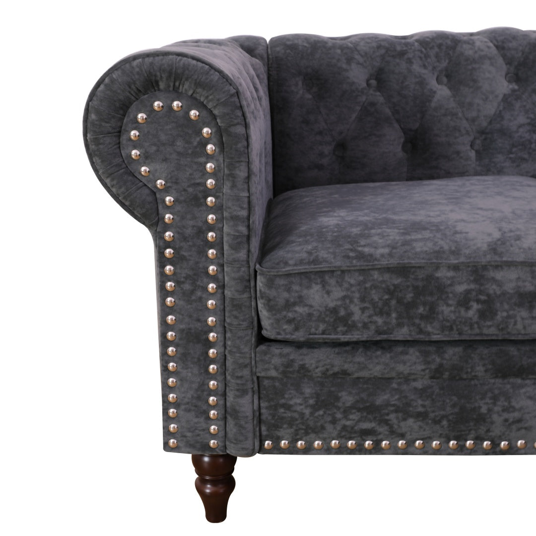 Schwarzes Flanell 2-teiliges Sofa-Set für das Wohnzimmer