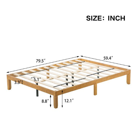 Queen-Größe Holz-Plattform-Bettgestell, Kein Boxspring-Fundament erforderlich, Starker Holzlatten-Support, Einfache Montage