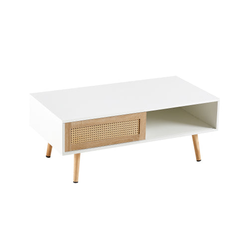Natural Rattan Coffee Table White Lightweight