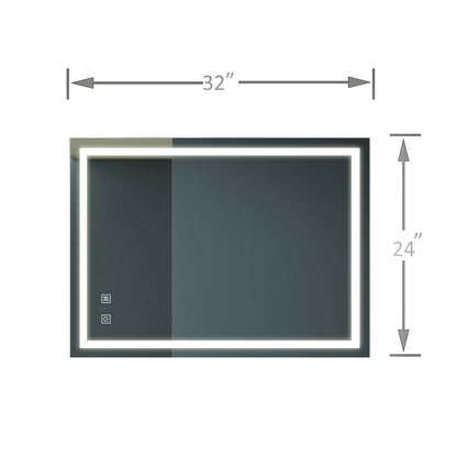 32x24 Zoll Badezimmer LED Premium-Spiegel mit fokussierender Rückwand, hohe Lumen, dimmbare Berührung, Nicht verfügbare Plattformen-Welfel