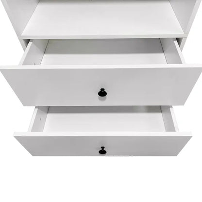 Livelylodge Modulares Kleiderschranksystem: Moderner weißer offener Kleiderschrank für Schlafzimmer-Walk-in-Kleiderschrank mit 2 Schubladen & 6 Regalen & 1 Kleiderstange Stauraum-Kleiderschrank 54,6"L*17,16"B*70,2"H