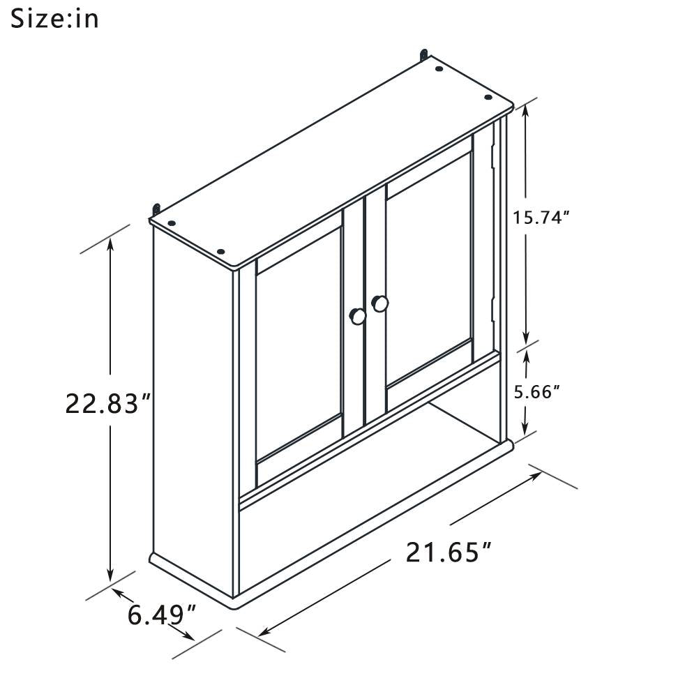 Badezimmerschrank mit Doppelspiegeltüren und Regalen