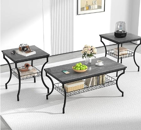 3-teiliges Wohnzimmer-Set, Couchtisch und Couchtisch