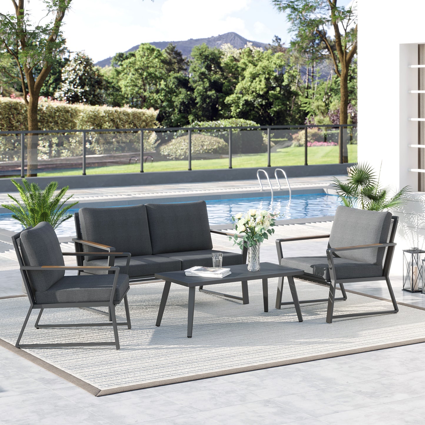 4-teiliges Terrassenmöbel-Set