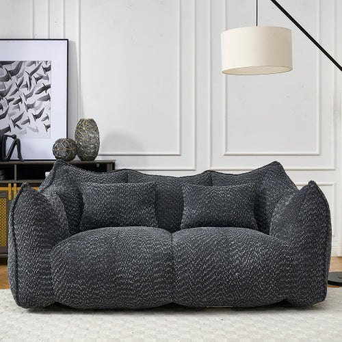 Komprimierter Plüsch-Sitzsack-Sofa-Couch – Mit Hochleistungs-Schaum gefüllt, ultra-weicher Bouclé-Liegestuhl für eine oder zwei Personen, gemütliche Sitzgelegenheit im Wohnzimmer zum Lesen, Spielen und Entspannen, platzsparend vakuumverpackt
