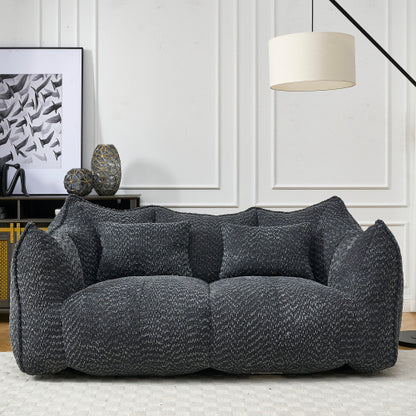 Komprimierter Plüsch-Sitzsack-Sofa-Couch – Mit Hochleistungs-Schaum gefüllt, ultra-weicher Bouclé-Liegestuhl für eine oder zwei Personen, gemütliche Sitzgelegenheit im Wohnzimmer zum Lesen, Spielen und Entspannen, platzsparend vakuumverpackt