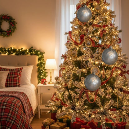 4-teiliges 4,7-Zoll Weihnachtskugel-Ornamente, Glas-Hänge-Dekorationen für Weihnachtsbaum und Partdekoration, FBA-Versand, Verkauf auf der Temu-Plattform verboten