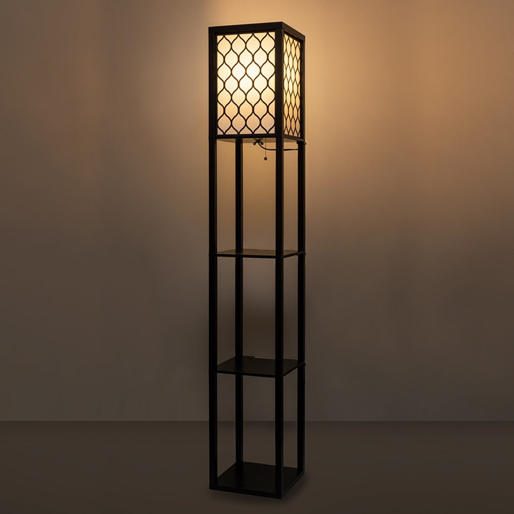 Bücherregal und Stauraumregal Stehlampe