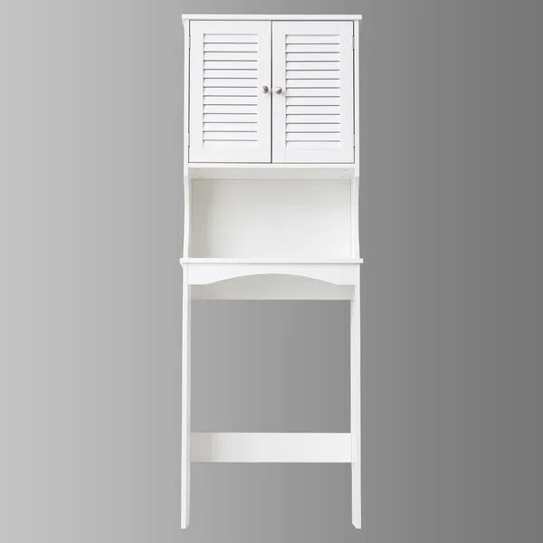 Fralimk 23,6*8,7*67 Zoll Lagerung über der Toilette, Badezimmer-Organizer und Lagerung über Toilettenschrank, Badezimmer-Organizer hinter der Toilette mit zwei lamellierten Türen, Weiß