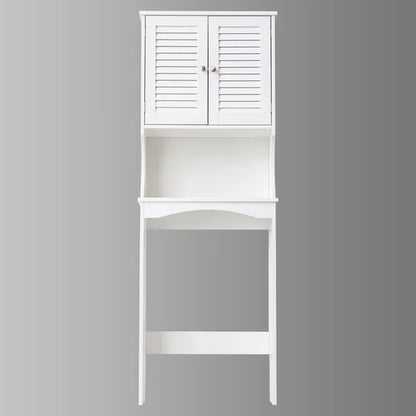 Fralimk 23,6*8,7*67 Zoll Lagerung über der Toilette, Badezimmer-Organizer und Lagerung über Toilettenschrank, Badezimmer-Organizer hinter der Toilette mit zwei lamellierten Türen, Weiß