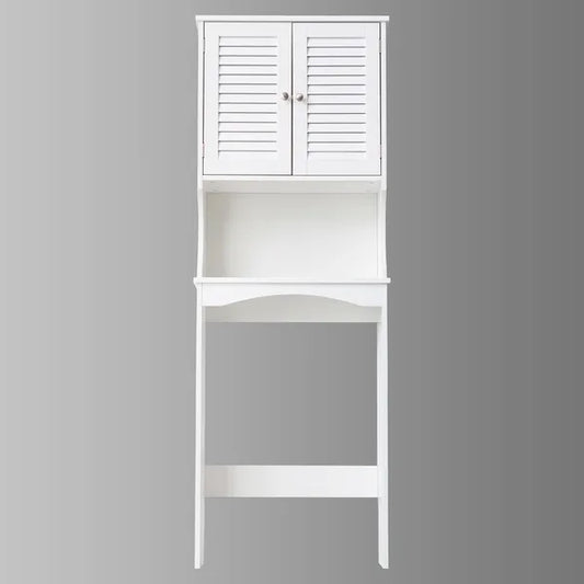 Fralimk 23,6*8,7*67 Zoll Lagerung über der Toilette, Badezimmer-Organizer und Lagerung über Toilettenschrank, Badezimmer-Organizer hinter der Toilette mit zwei lamellierten Türen, Weiß