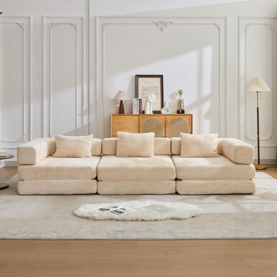 Beige Chenille Sofa Bed