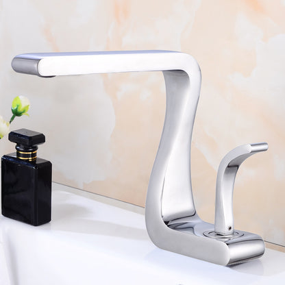 Light Luxury White Gold Color Copper Washbasin Faucet Hot And Cold Bathroom Sink Faucet