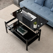 Black Glass Lift Top Table