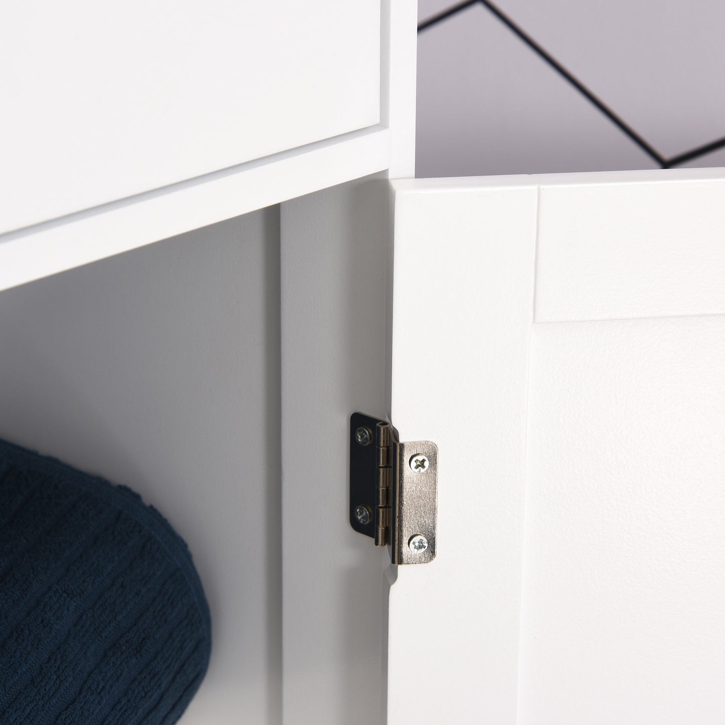 Kleankin Slim Badezimmerschrank Hochschmal Wäscheturm mit Acryl-Tür, Schublade und Regalen Weiß