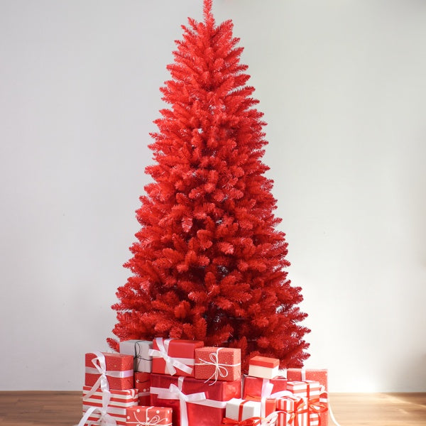 Künstlicher 5-Fuß-Roter Weihnachtsbaum, 624 PVC-Mischteile, Hochwertige Scharniere und Klappbare Basis Weihnachtsdekoration