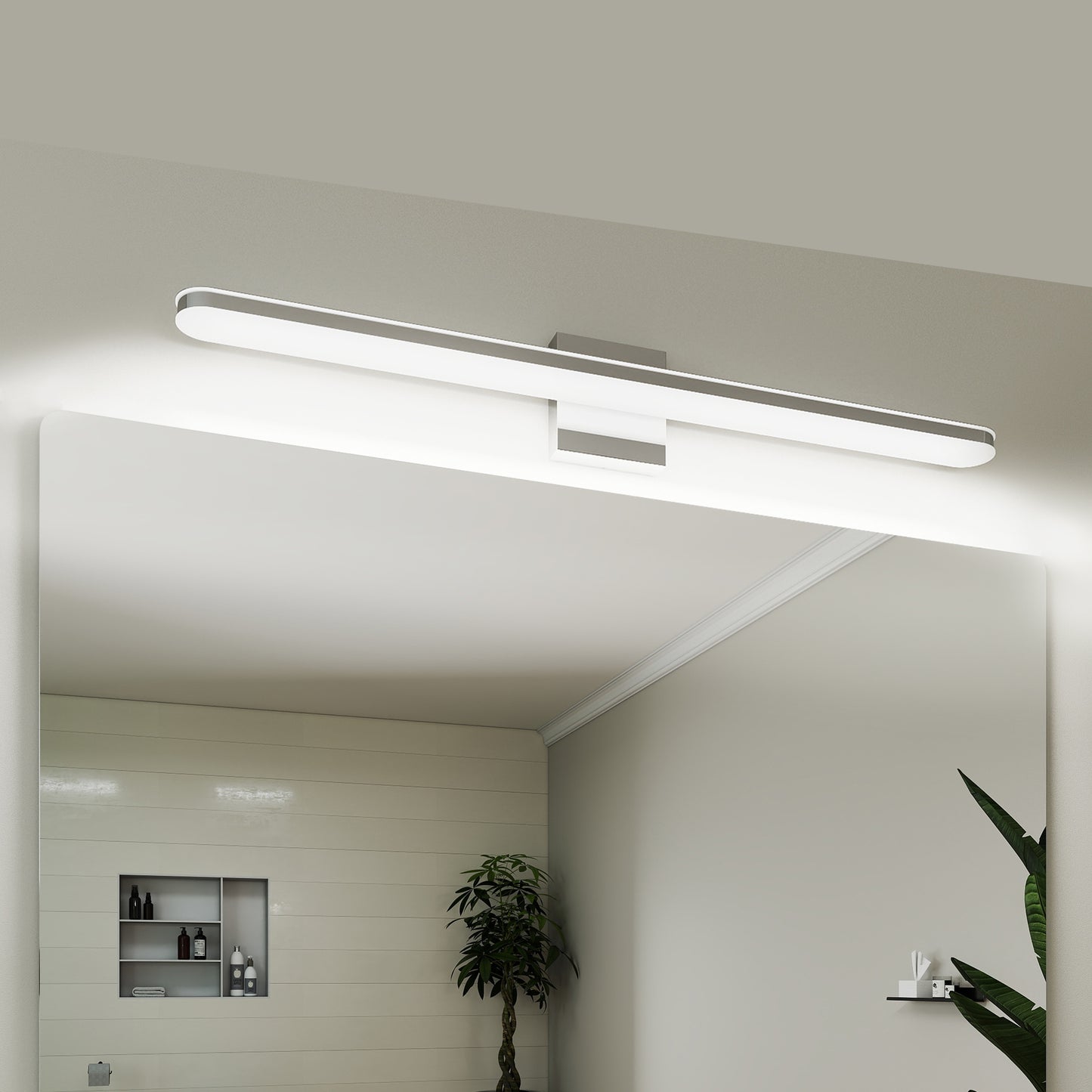 Moderne LED-Spiegelleuchten für das Badezimmer 32 Zoll 16 W Tageslichtweiß Chrom Leuchten Badezimmerleuchten über dem Spiegel Spiegelbeleuchtung Leuchten Spiegellicht