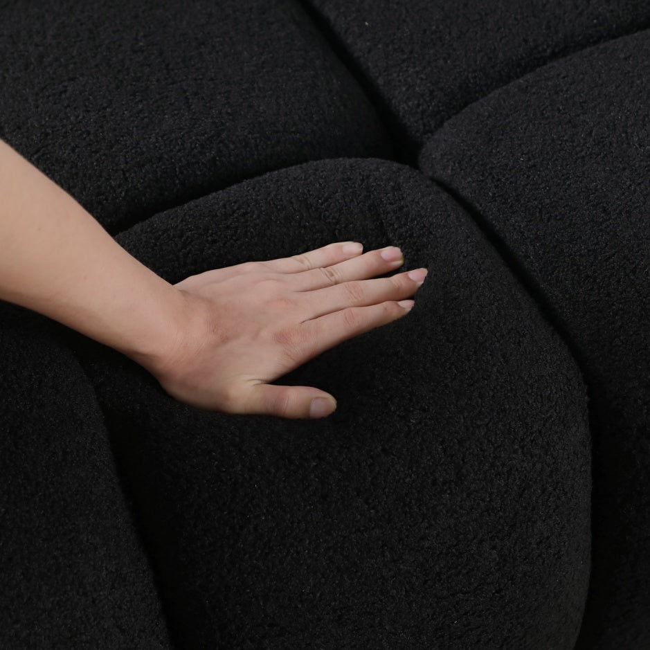 Black Boucle 3-Seater Sofa