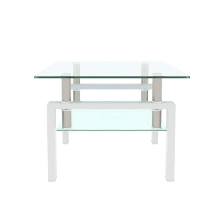 Weißer Couchtisch, Klarer Couchtisch, Moderne Beistelltische und Mittelstücke für das Wohnzimmer, Möbel für das Wohnzimmer