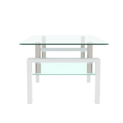 Weißer Couchtisch, Klarer Couchtisch, Moderne Beistelltische und Mittelstücke für das Wohnzimmer, Möbel für das Wohnzimmer