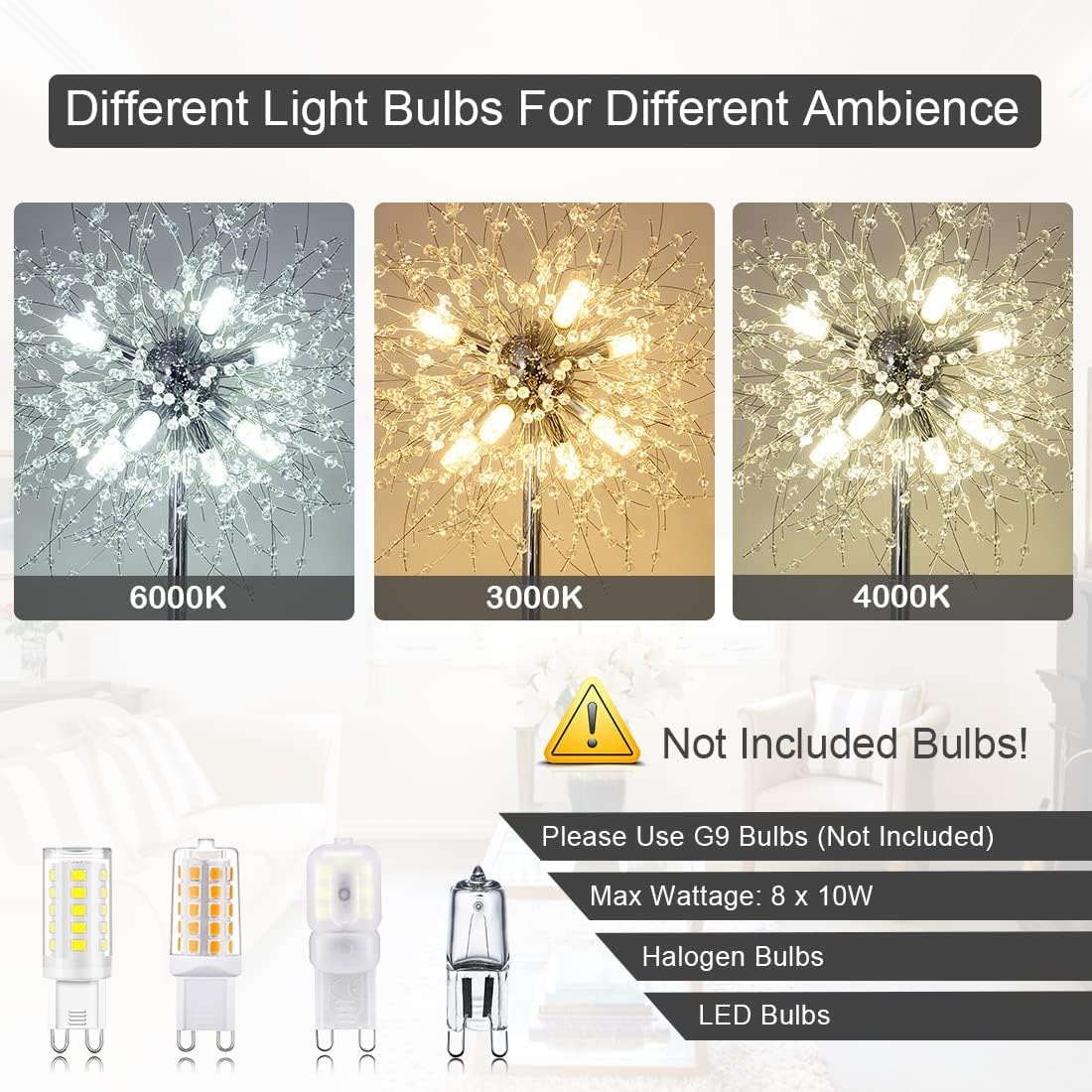 Schlafzimmer Kristall Stehlampe,,69 Zoll Hohe Ständerlampe,Moderne Raum Dekorative Stehlampe,Enthält 32 Feuerwerkskristall Aufhänger, Chrom Finish Nicht verfügbare Plattformen- Welfel