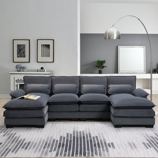 Neues modernes U-förmiges Ecksofa, 6-Sitzer mit Taillenpolstern 109,8 55,9
