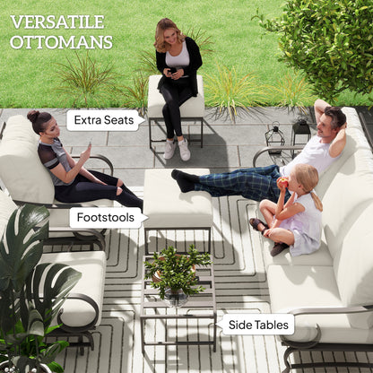 5-teiliges Gartenpatio-Möbelset, Outdoor-Möbelset mit 2 Schaukelstühlen, 3-Sitzer-Sofa und 2 Hocker, Beige