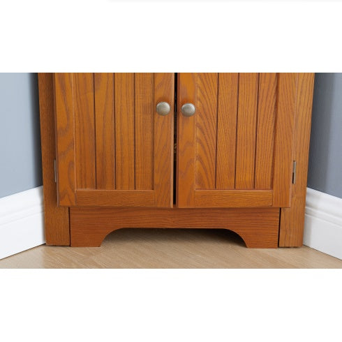 4-stufiger 72-Eck-Küchen-Vorratsschrank mit 8 Türen, hoher Stauraumschrank, Eckschrank und einstellbaren Regalen, Haus-Farmhaus-Bücherschrank für Badezimmer, Wohnzimmer, Küche EICHE