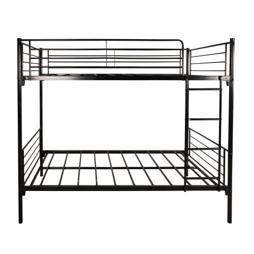 Etagenbett Doppelstock mit Metallrahmen und Leiter, platzsparendes Design, weiß