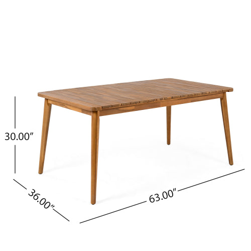 Akazienholz-Esstisch für 6 Personen, Outdoor-Tisch, Bauernhaus-Möbel für Terrasse, Garten, Hinterhof, Teak 180 LBS Tragfähigkeit 63L