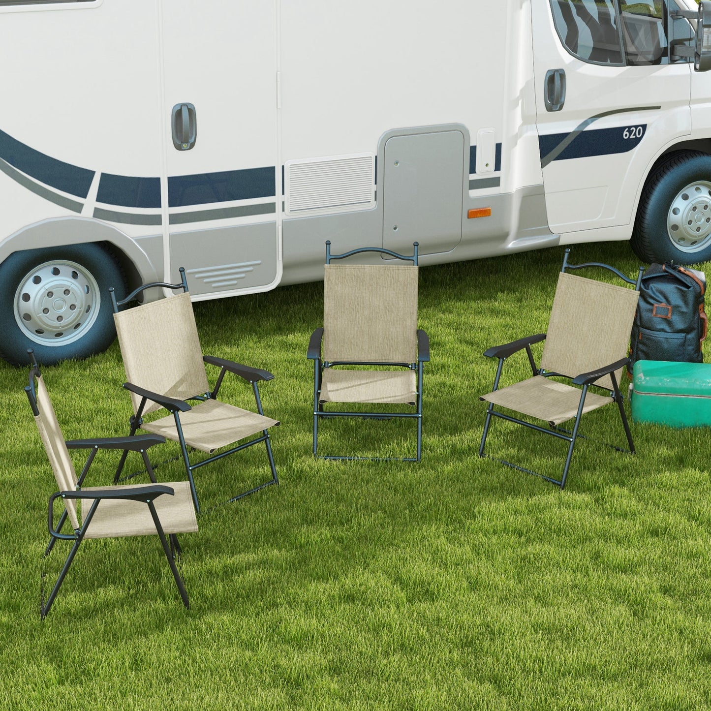 4-teiliges klappbares Garten-Camping-Stuhl-Set