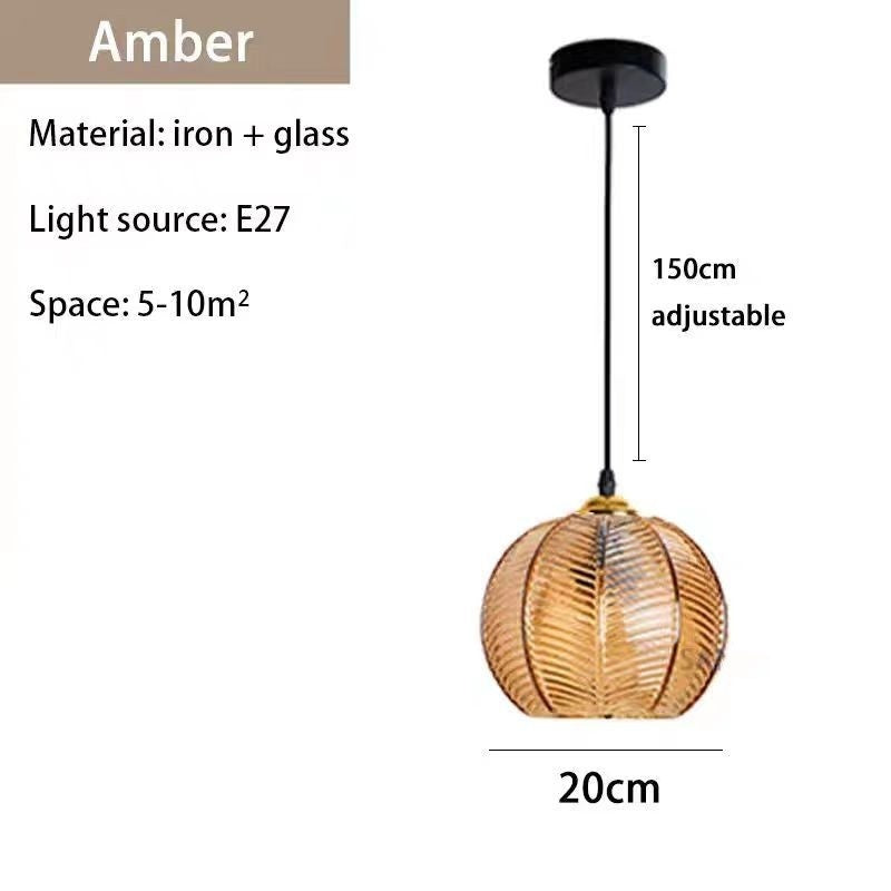 Creative Bedroom Light Leaf Pattern Glass Chandelier