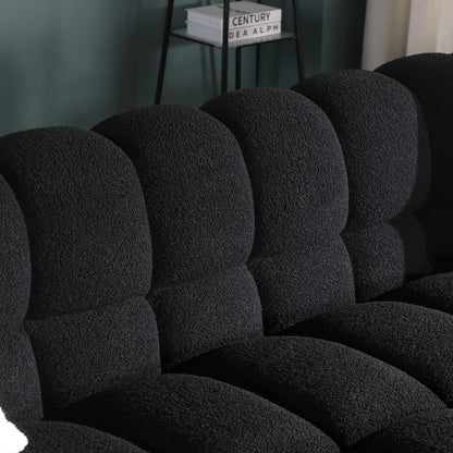 62,2 Länge, 35,83 Zoll Tiefe, menschliche Körperstruktur für US-Amerikaner, Marshmallow-Sofa, Bouclé-Sofa, SCHWARZ Farbe, 2-Sitzer