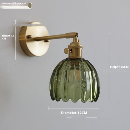 Retro Kupferglas Bernstein Kleines Blumen Einzelkopf Schlafzimmer Einfacher Kronleuchter