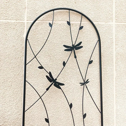 4er-Set Metall-Gartenspirale 71" x 19,7" Rostfreie Spirale für Kletterpflanzen Außen Blütenstütze Libellen-Dekor Schwarz