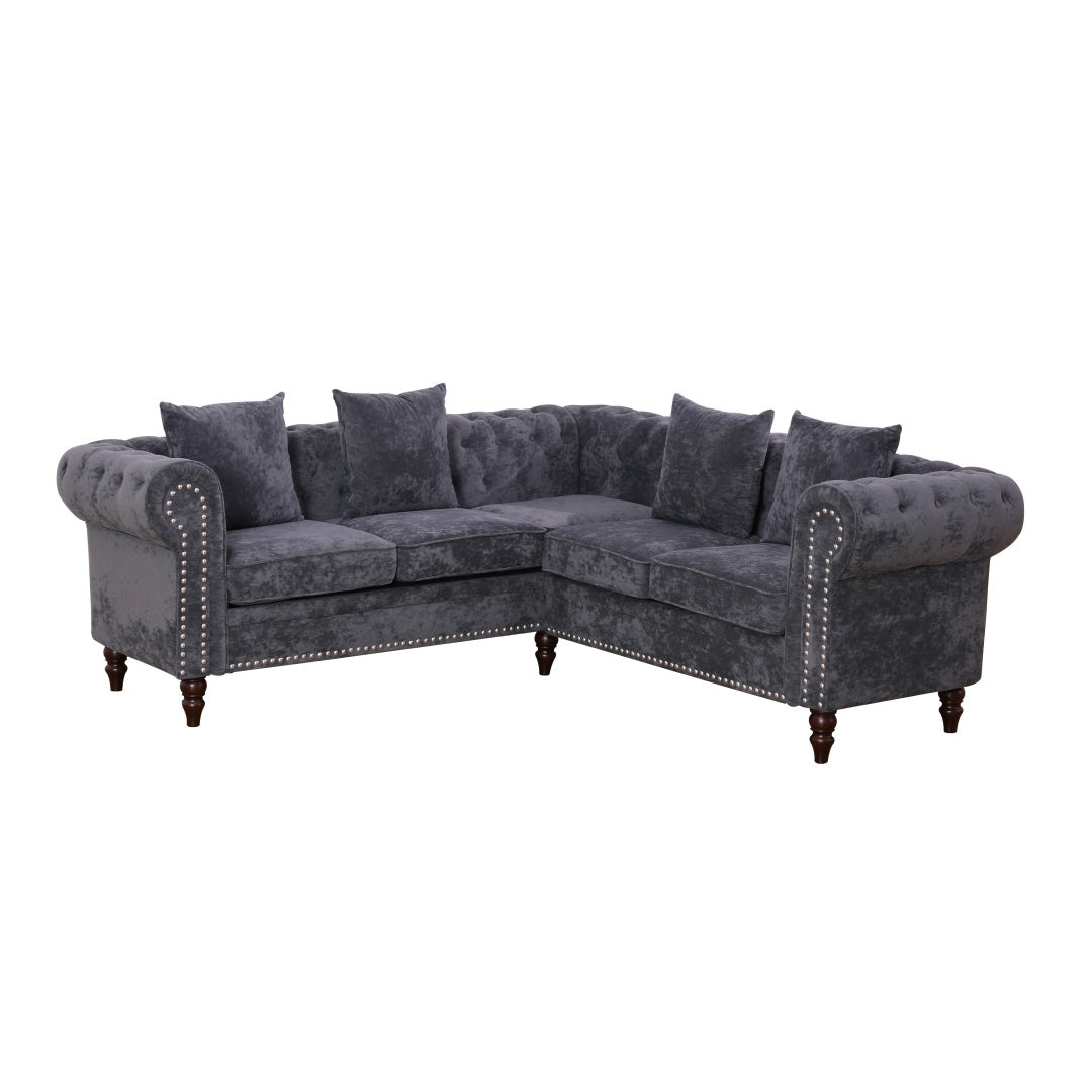 Schwarzes Flanell 2-teiliges Sofa-Set für das Wohnzimmer