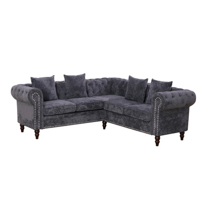 Schwarzes Flanell 2-teiliges Sofa-Set für das Wohnzimmer