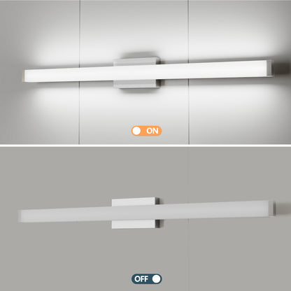 Badezimmer-Spiegelleuchte aus gebürstetem Nickel, quadratisch, LED, 41 Zoll, 24 W, 6000 K, kühles weißes Licht, Wandleuchte über dem Spiegel - Gebürstetes Nickel, 41 Zoll