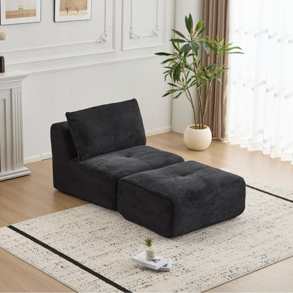 Moderne Kompressions-Memory-Foam-Sofa, 2-Sitzer großes Ecksofa für das Wohnzimmer, tierfreundliches Wolken-Modul-Sofa, Kordstoffbezug, extra tiefe Sitzbank, keine Montage erforderlich, Beige