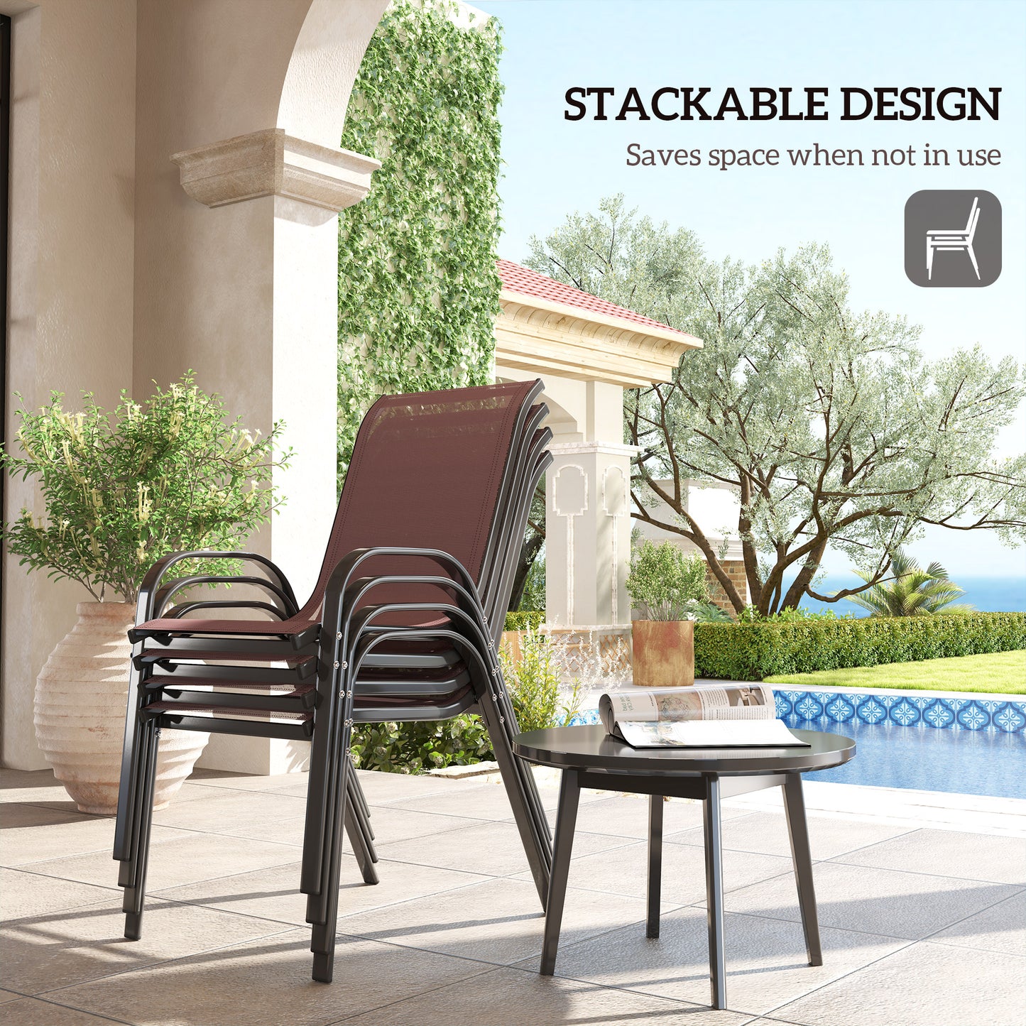 Set aus 4 Outdoor-Essstühlen