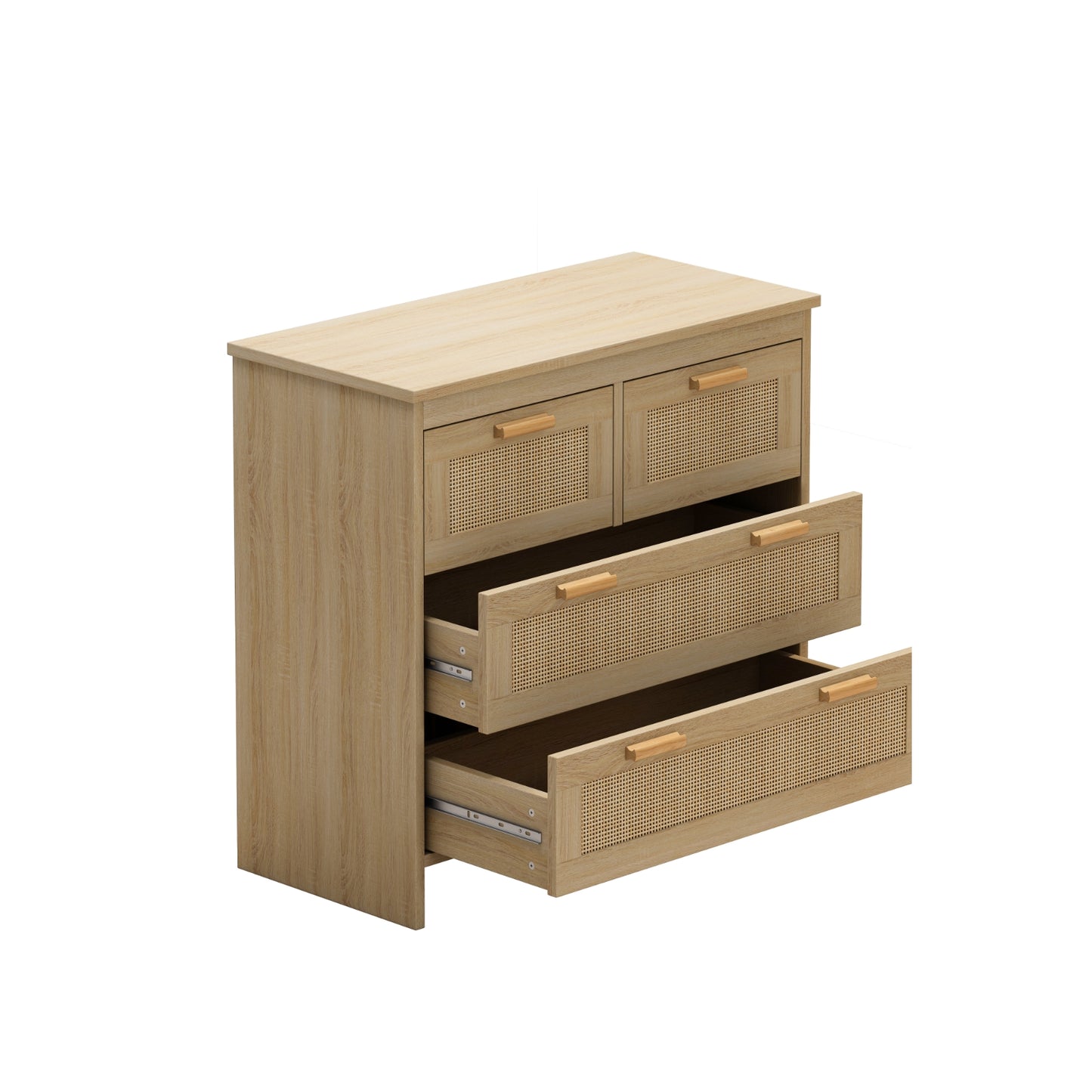 4-Schubladen-Rattan-Schrank für Schlafzimmer, Wohnzimmer, einfache Montage