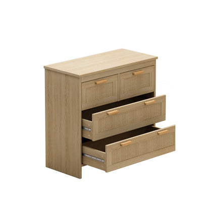 4-Schubladen-Rattan-Schrank für Schlafzimmer, Wohnzimmer, einfache Montage