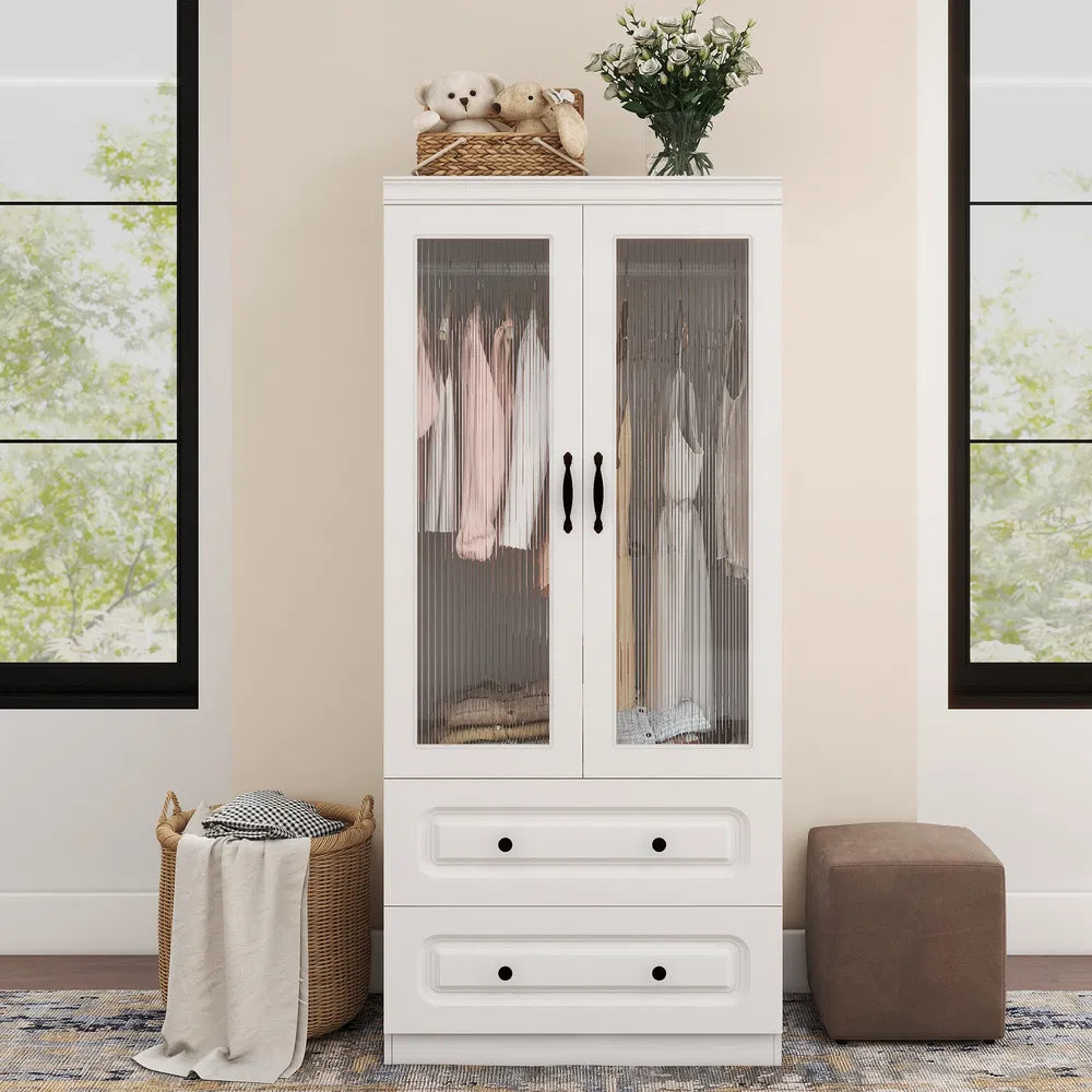 Slim White Glass Cabinet