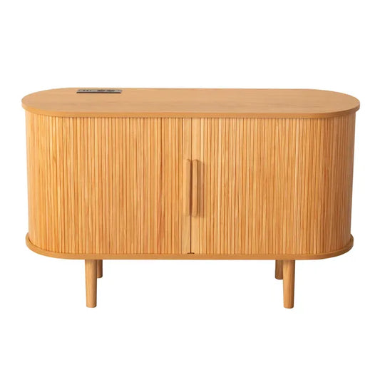 Fralimk Sideboard Buffet-Schrank mit Stauraum, moderner gerillter Stauraum-Schrank für das Esszimmer, Tambourtür-Konsolentisch für das Wohnzimmer, Büroschrank oder TV-Ständer, Akzent-Sideboard-Schrank