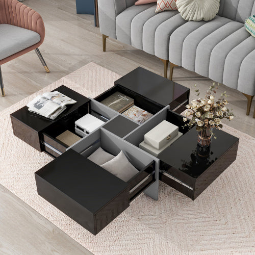 Einzigartiger Design-Couchtisch mit 4 versteckten Stauraumfächern